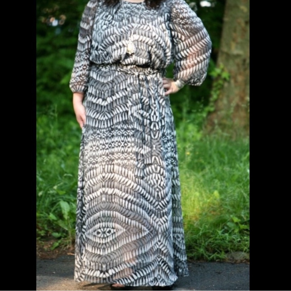 Coldwater Creek Blouson Maxi Dress Sheer Feminine Sz 14